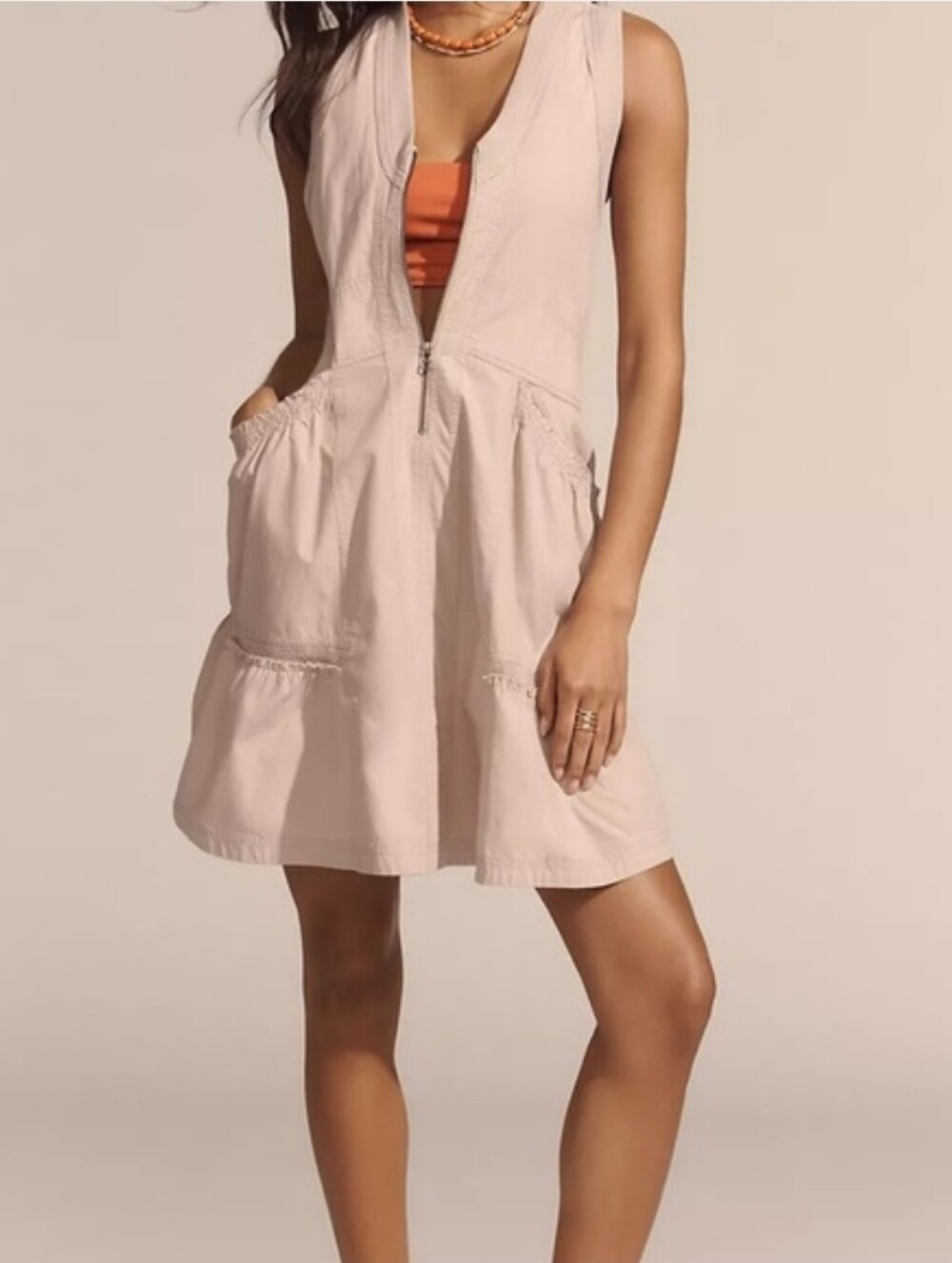 Daily Practice by Anthropologie Trek Utility Mini Dress In Blansh Sz S, RP $110